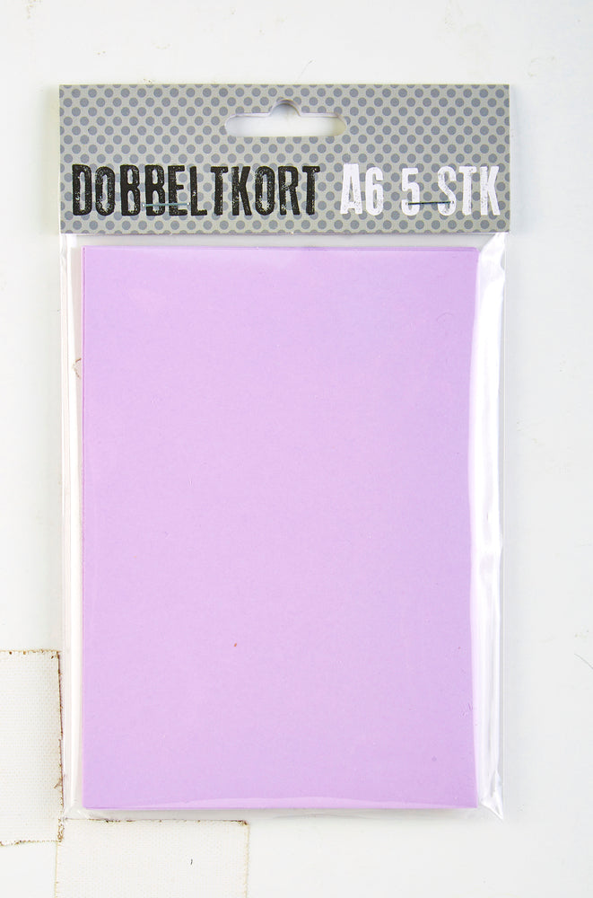 KORT A6 DOBBELT LYSLILLA 5 STK