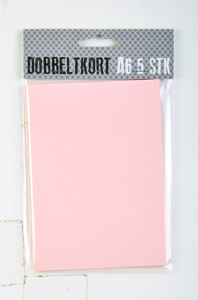 KORT A6 DOBBELT LYSERØD 5 STK