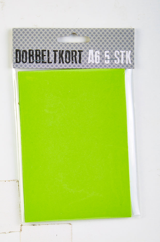 KORT A6 DOBBELT LIMEGRØN 5 STK