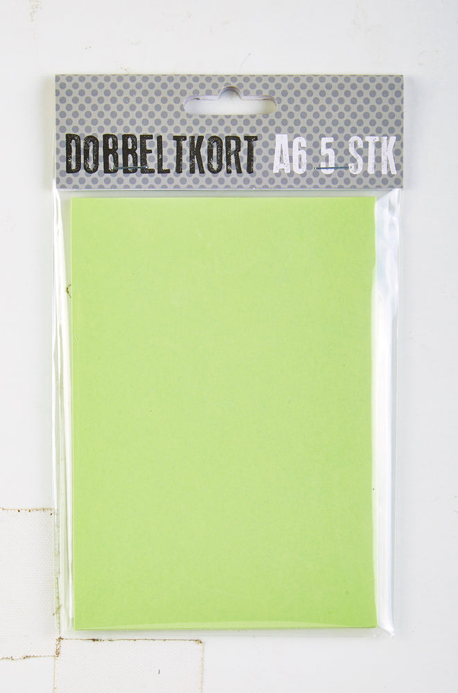 KORT A6 DOBBELT ÆBLEGRØN 5 STK