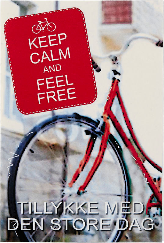 Kort konf keep calm sticker cykel