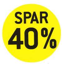 ETIKET SPAR 40% GUL Ø80MM /100 STK
