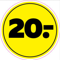 ETIKET 20,- GUL Ø40MM /250 STK