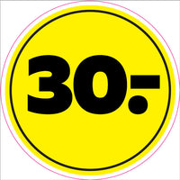 ETIKET 30,- GUL Ø40MM /250 STK
