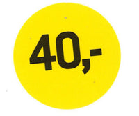ETIKET 40,- GUL Ø40MM /250 STK