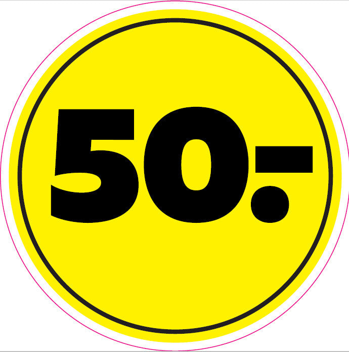 ETIKET 50,- GUL Ø40MM /250 STK