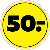 ETIKET 50,- GUL Ø40MM /250 STK