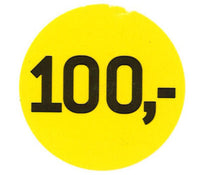 ETIKET 100,- GUL Ø40MM /250 STK
