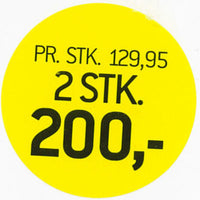 ETIKET 2 STK. 200,- GUL Ø40MM /250 STK