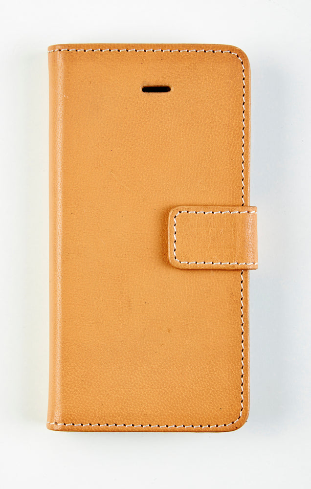COVER IPHONE 5 LYS BRUN LÆDER FLIPCASE