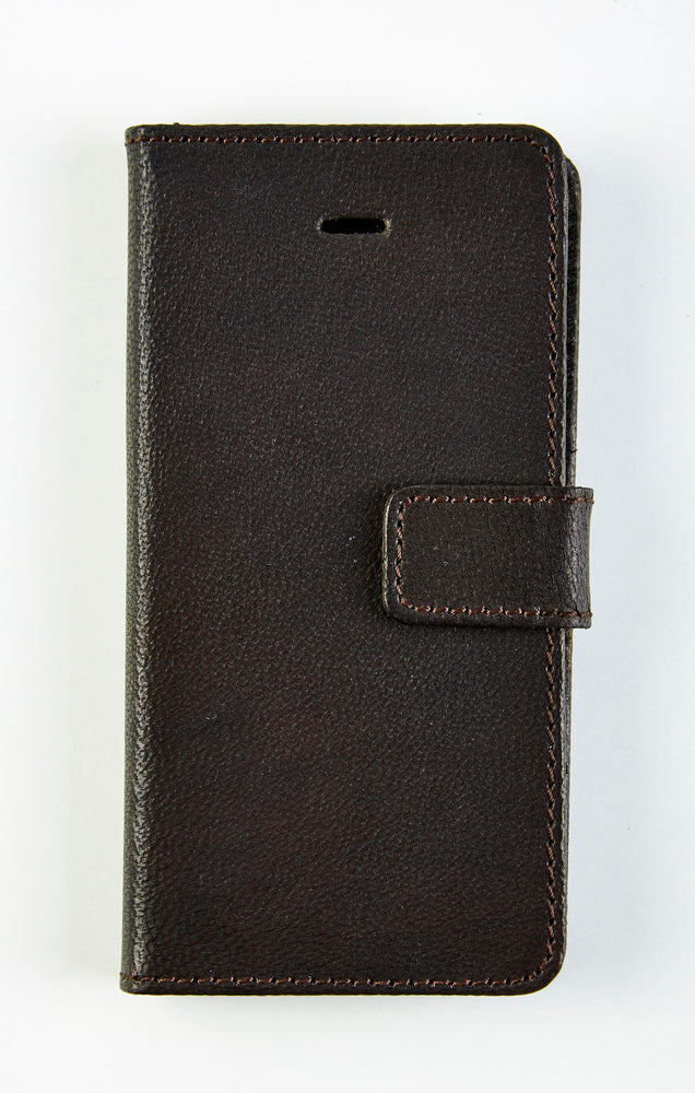 COVER IPHONE 5 MØRK BRUN LÆDER FLIPCASE