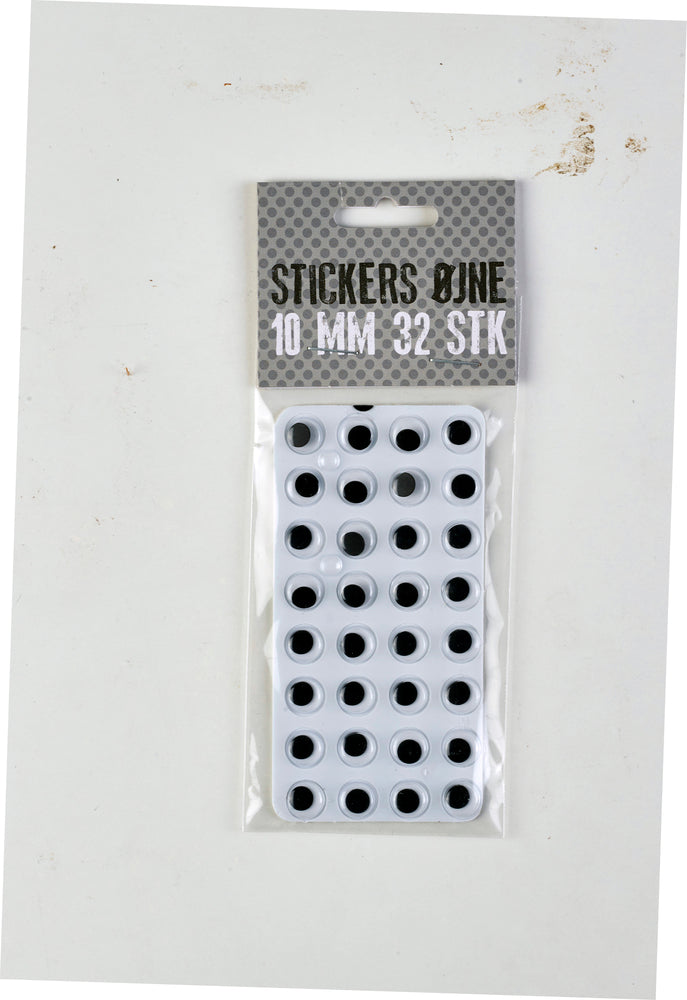 STICKERS MED ØJNE DIA. 10MM 32 STK