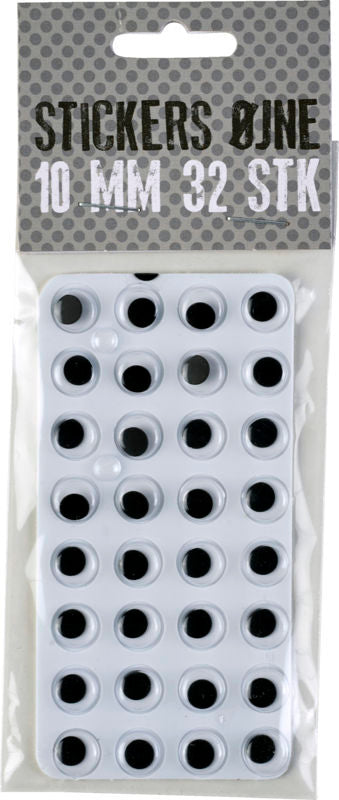 STICKERS MED ØJNE DIA. 10MM 32 STK