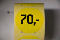 ETIKET 70,- GUL Ø40MM /250 STK