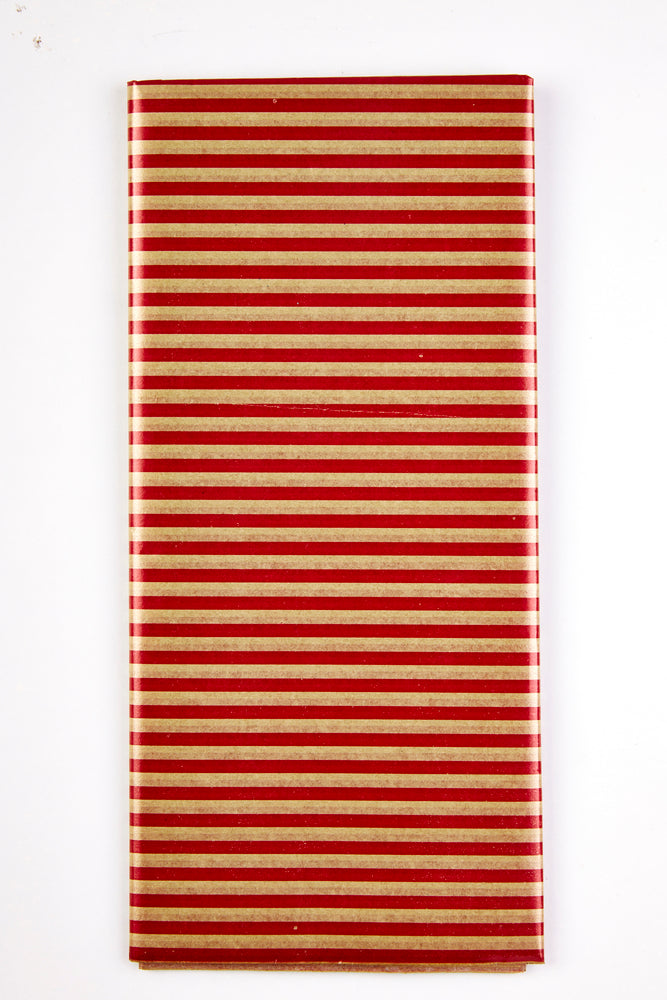 SILKEPAPIR GULD/RØD STRIB 50X50CM 10 ARK/PAKKE