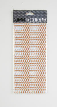 SILKEPAPIR GULD/HVID PRIK 50X50CM 10 ARK/PAKKE