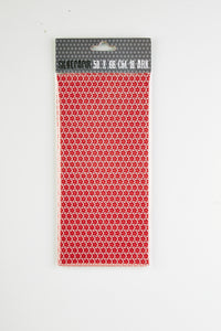 SILKEPAPIR RØD/HVID BLOMST 50X50CM 10 ARK/PAKKE
