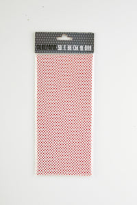 SILKEPAPIR HVID/RØD PRIK 50X50CM 10 ARK/PAKKE