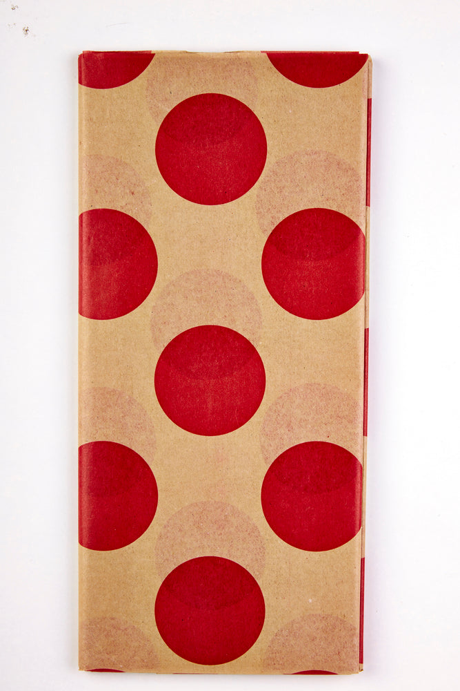 SILKEPAPIR KRAFT/RØD PRIK 50X50CM