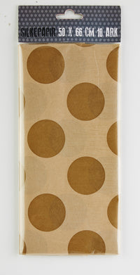 SILKEPAPIR KRAFT/GULD PRIK 50X50CM 10 ARK/PAKKE