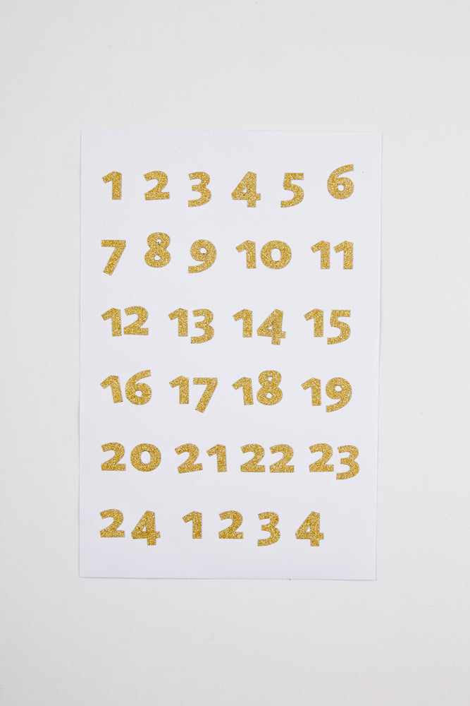 STICKERS TAL 1-24 GULD GLITTER