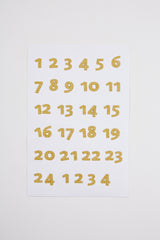 STICKERS TAL 1-24 GULD GLITTER