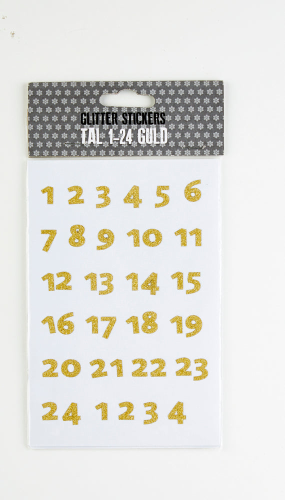 STICKERS TAL 1-24 GULD GLITTER