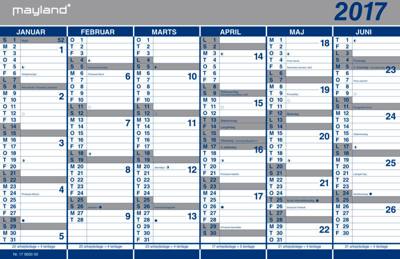 DOBBELT HALVÅRSKALENDER 2017 44X29CM