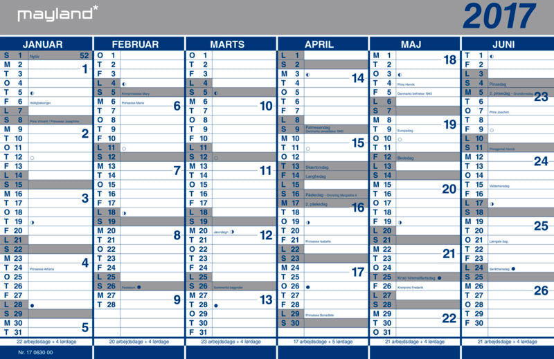 DOBBELT HALVÅRSKALENDER 2017 44X29CM