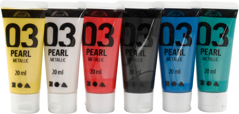 A-color akrylmaling pearl 6x20 ml ass. farver