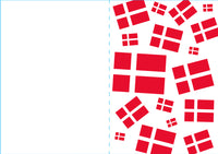 Kort 4/4 m/konvolutter flag/jordbær