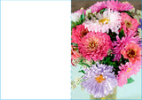 Kort 4/4 m/konvolutter farverige blomster