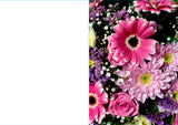 Kort 4/4 m/konvolutter farverige blomster