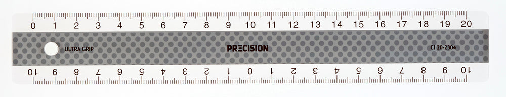 Lineal precision 20cm antiskrid b/sølv