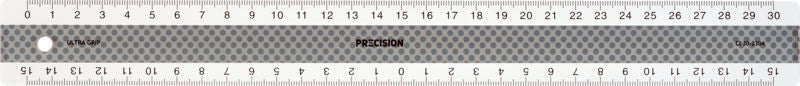 Lineal precision 30cm antiskrid b/sølv