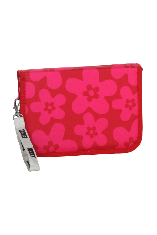 Penalhus med fyld fyld pink m/blomster