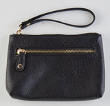CLUTCH SORT LÆDERLOOK M. UDVENDIG LYNLÅS