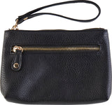 CLUTCH SORT LÆDERLOOK M. UDVENDIG LYNLÅS