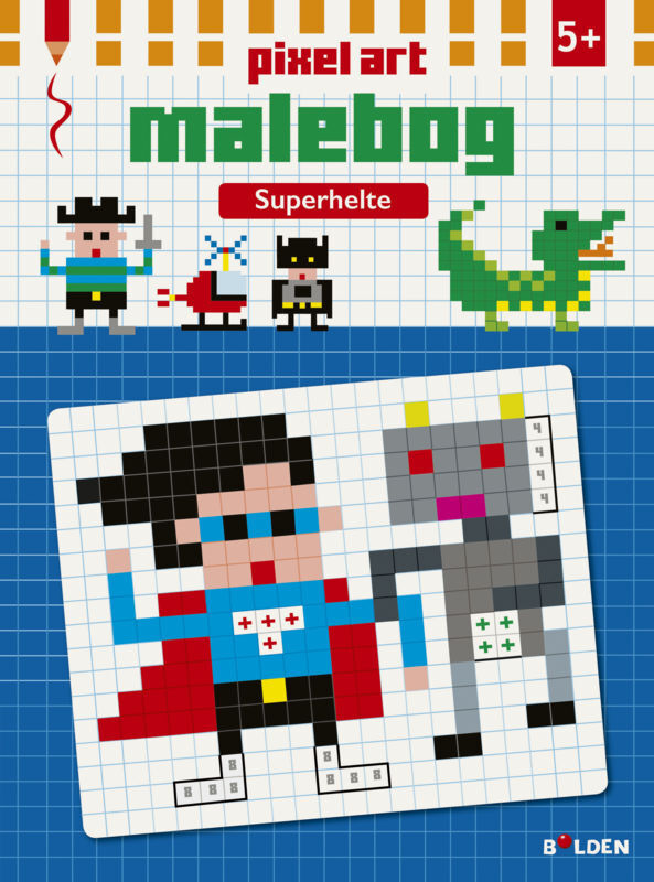 Pixel art malebog: Superhelte