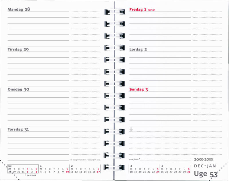 MINI PLANNER UGE TVÆRFORMAT REFILL 2017 MAYLAND