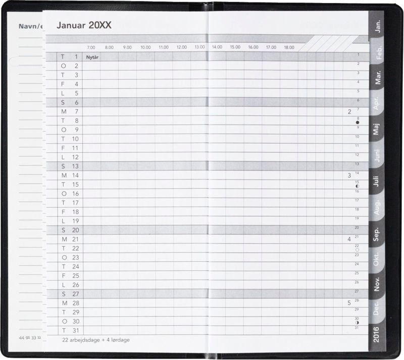BASIC MÅNEDSKALENDER VINYL SORT  2017 MAYLAND