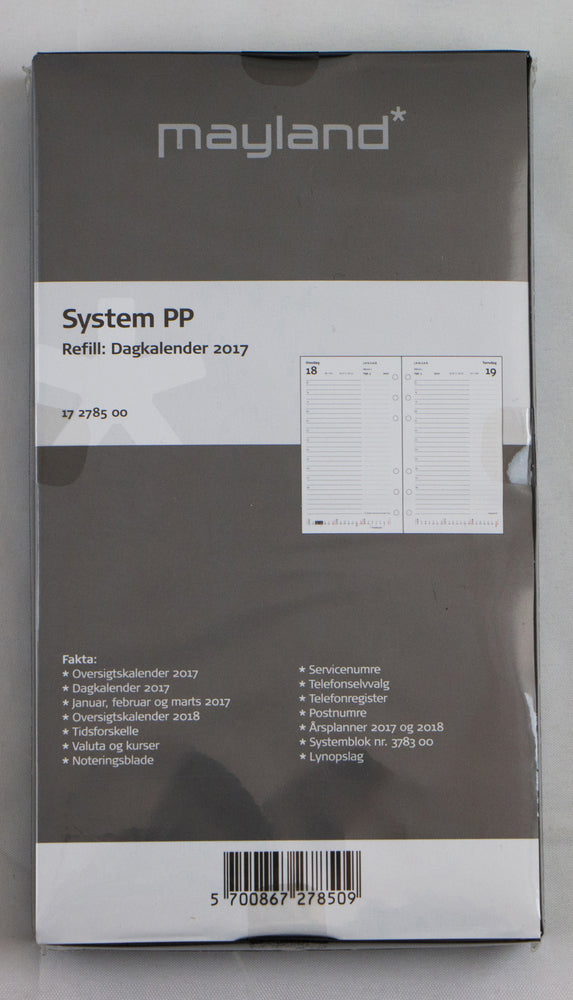 SYSTEM PP DAGKALENDER REFILL 2017 MAYLAND