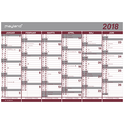DOBBELT HALVÅRSKALENDER  2018 MAYLAND