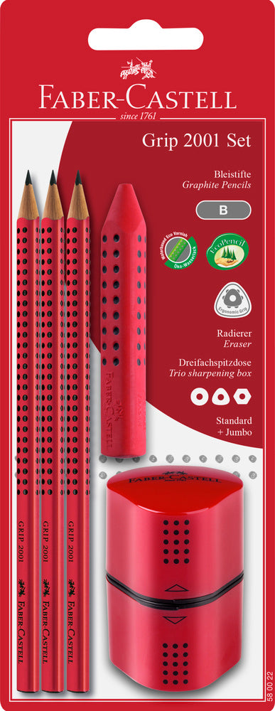 Blistersæt Faber-Castell grip rød b