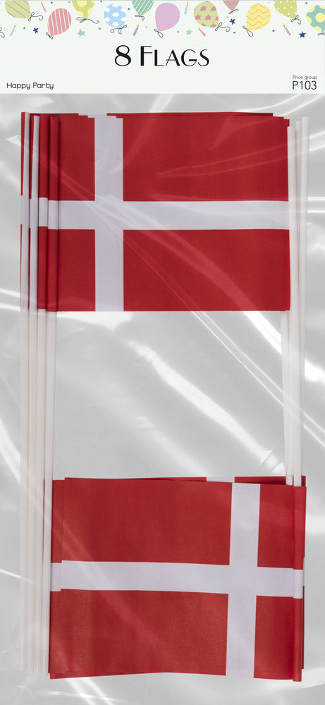 Flag dk i papir a6 8 stk.
