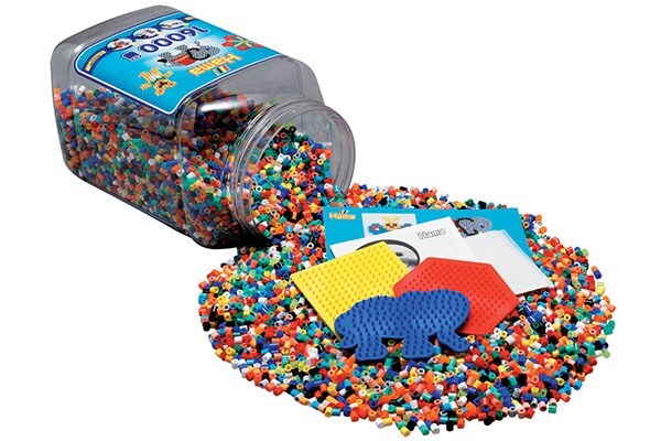 Hama perler 16000stk +3 ass stiftplader blå