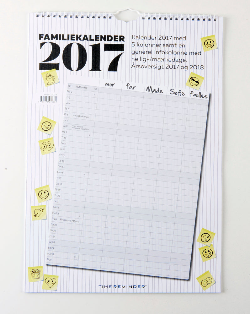 FAMILIEKALENDER 2017 A3 SMILEY