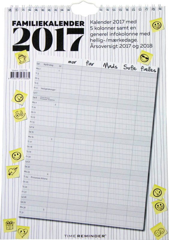 FAMILIEKALENDER 2017 A4 SMILEY