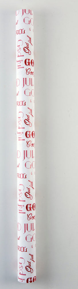 GAVEPAPIR HVID/RØD GOD JUL 3 M X 70 CM