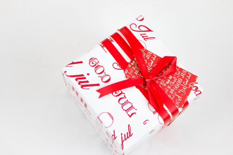 GAVEPAPIR HVID/RØD GOD JUL 3 M X 70 CM